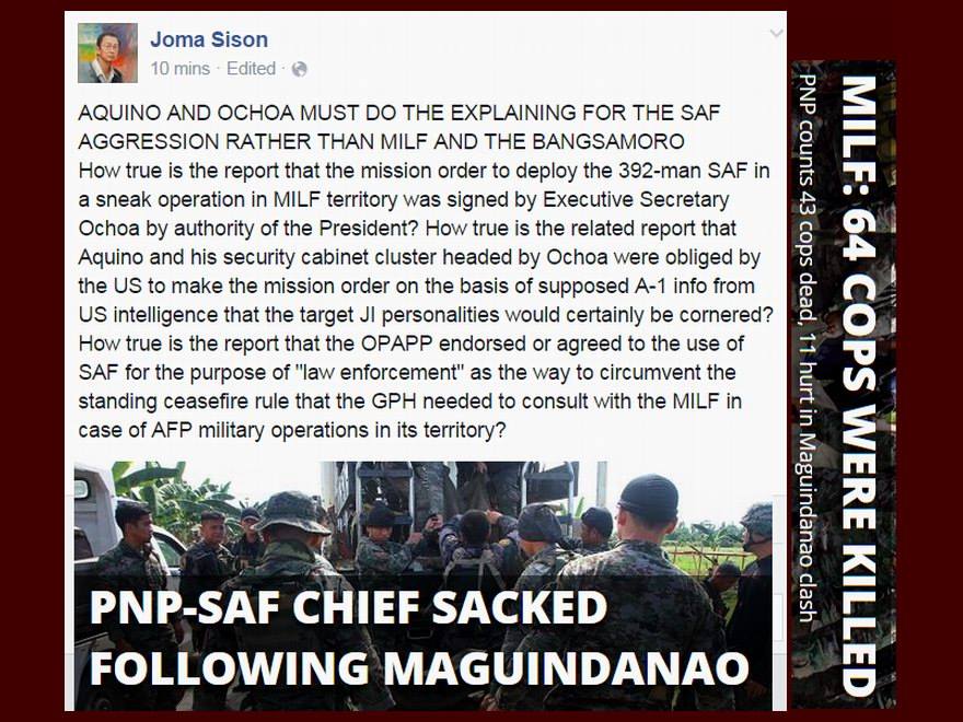 PNP-SAF CHIEF SACKED FOLLOWING MAGUINDANAO CLASH