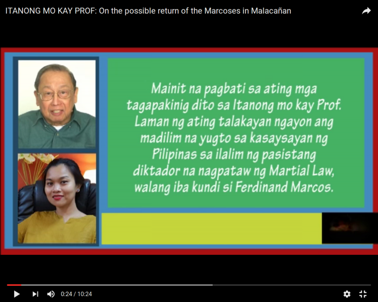 ITANONG MO KAY PROF: On the possible return of the Marcoses in Malacañan