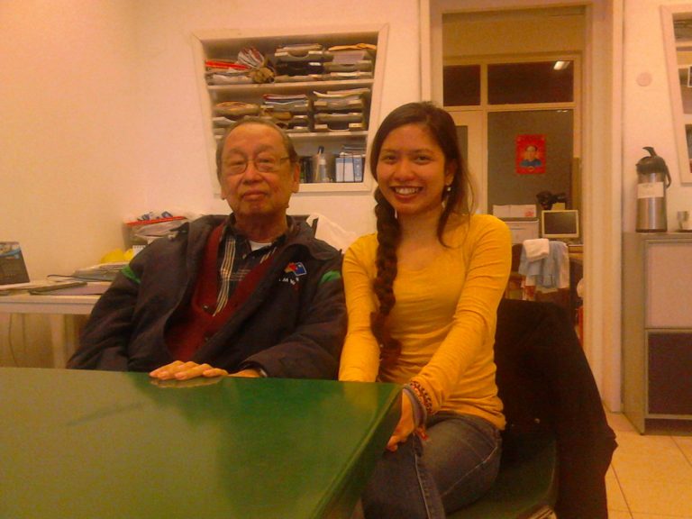 Prof. Jose Maria Sison and Kenj Sario, Filipino law student in University of Louvain, Belgium, April 30.