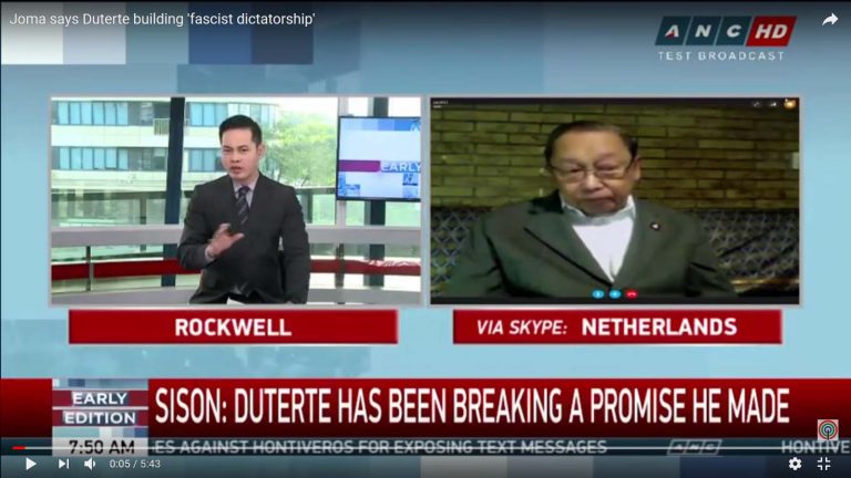 Joma says Duterte building ‘fascist dictatorship’