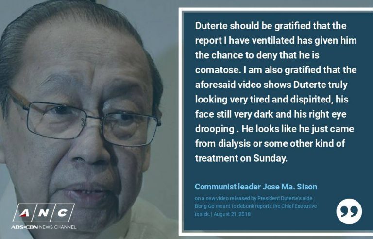 Joma Sison’s response to the President’s live Facebook