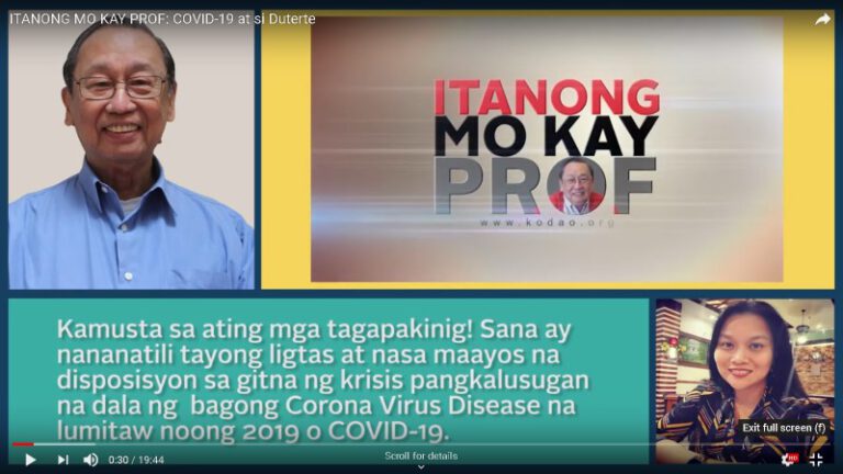 ITANONG MO KAY PROF: COVID-19 at si Duterte