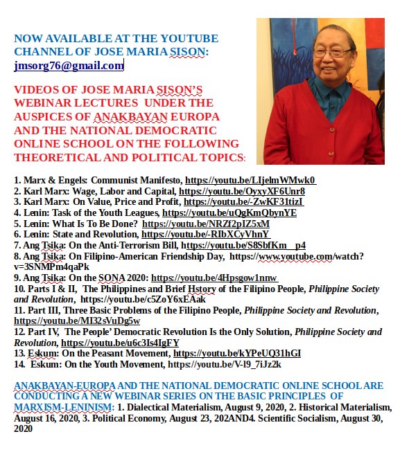 Now available at the Youtube channel of Jose Maria Sison