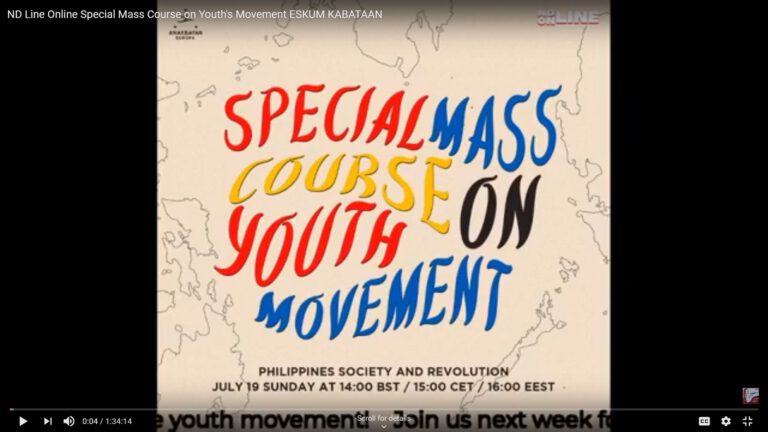 ND Line Online Special Mass Course on Youth’s Movement ESKUM KABATAAN