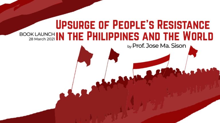 Live stream of the launching of Prof Sison’s latest book